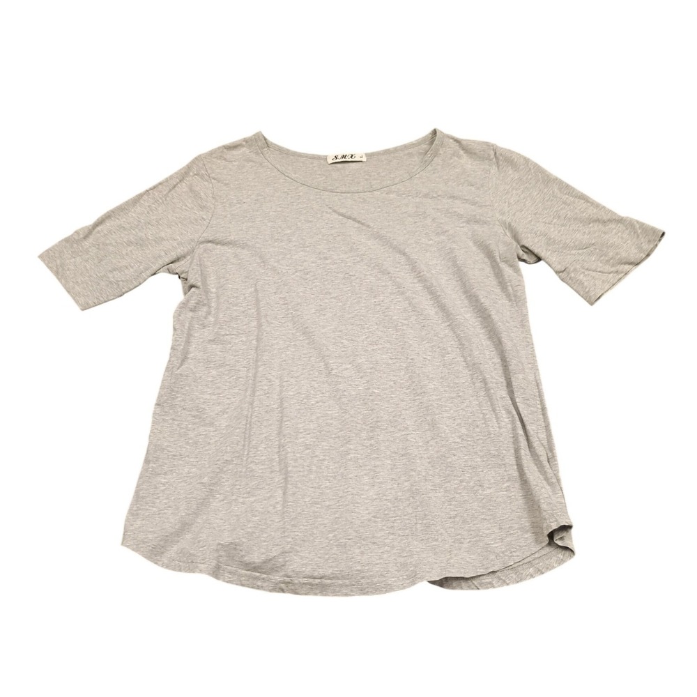 SMX T-Shirt Womens Large Grey Elbow Sleeve Scoop Neck Relaxed Fit Casual Basic